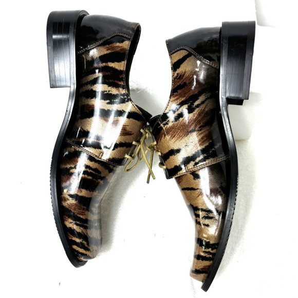 Vintage Tan Gold Zebra Oxford Formal Dress Shoe Rare OOAK NWOT - Picture 8 of 12
